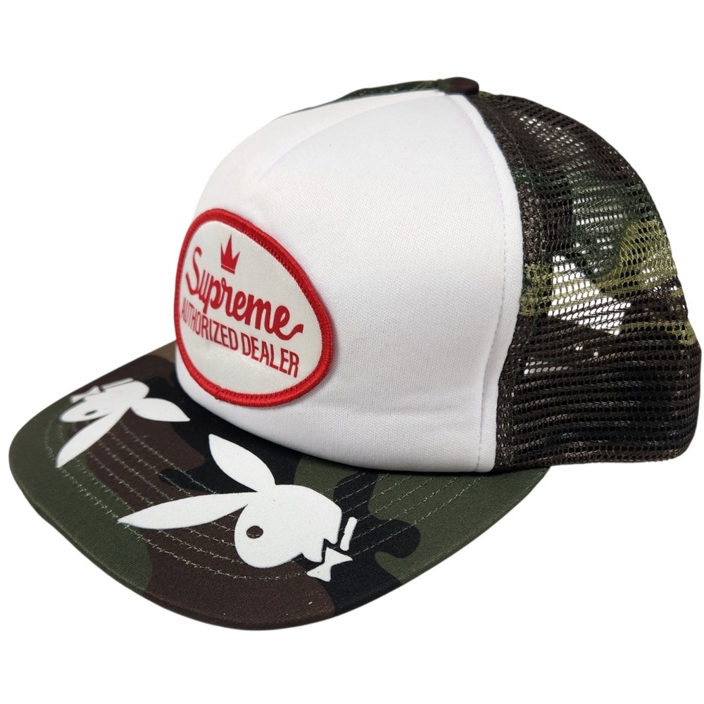 Supreme Playboy Mesh Back 5 Panel Trucker Hat Camo White One Size New